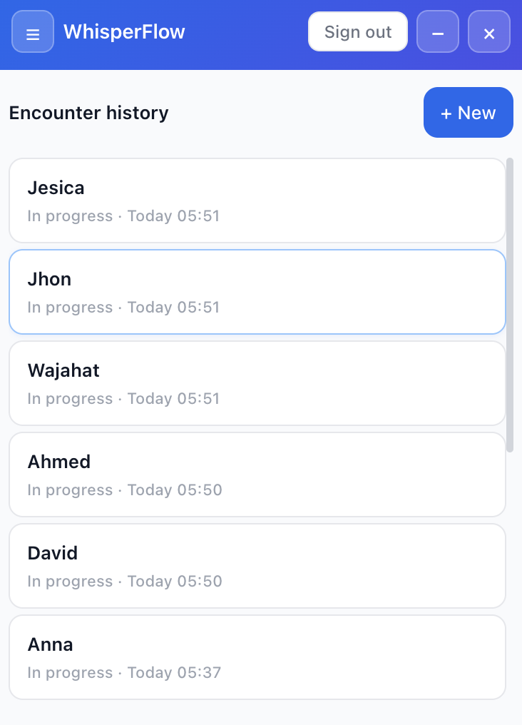 Encounter history list